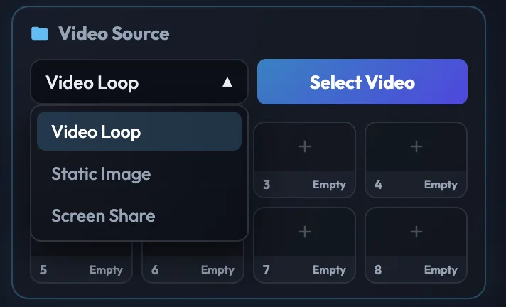 OmeCam Media Format Selection Menu